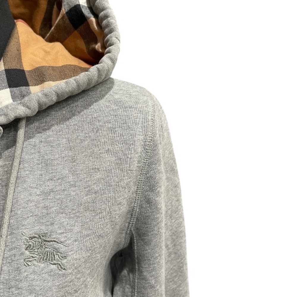 Burberry Nova Check Hooded Zip Hoodie Gray | Small Petite | Equestrian Logo - Picture 5 of 10